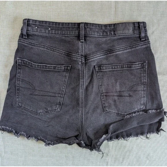 American Eagle Black High Rise Cut Off Shorts Size 6 Stretch - Picture 10 of 10
